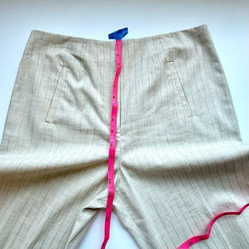 NWT Veronica Breard Jude stripe cotton blend pants in ivory with gold stripes Si - Picture 13 of 16
